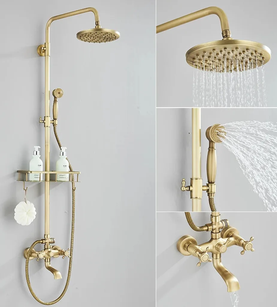 Offerta Set Doccia Ottone Anticato - Rubinetto Bagno Vintage Completo - 2