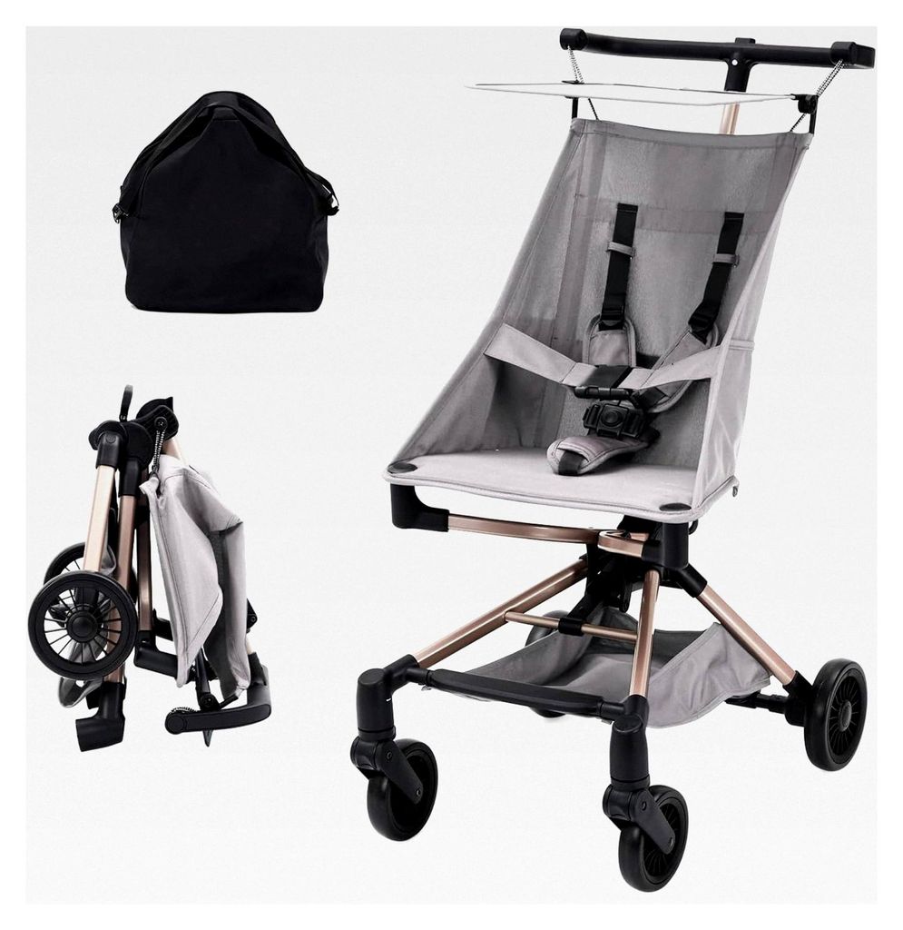 Klappbarer Kinderwagen, Kinderbuggy mit Liegeposition, Aufbewahrungskorb, Abnehmbarem und Mehrfachverstellbarem Verdeck, Einhändig Klein Zusammenk...