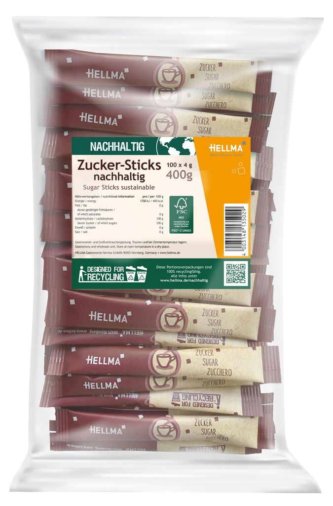 HELLMA Zuckersticks 100 x 4,0 g Produktbild 