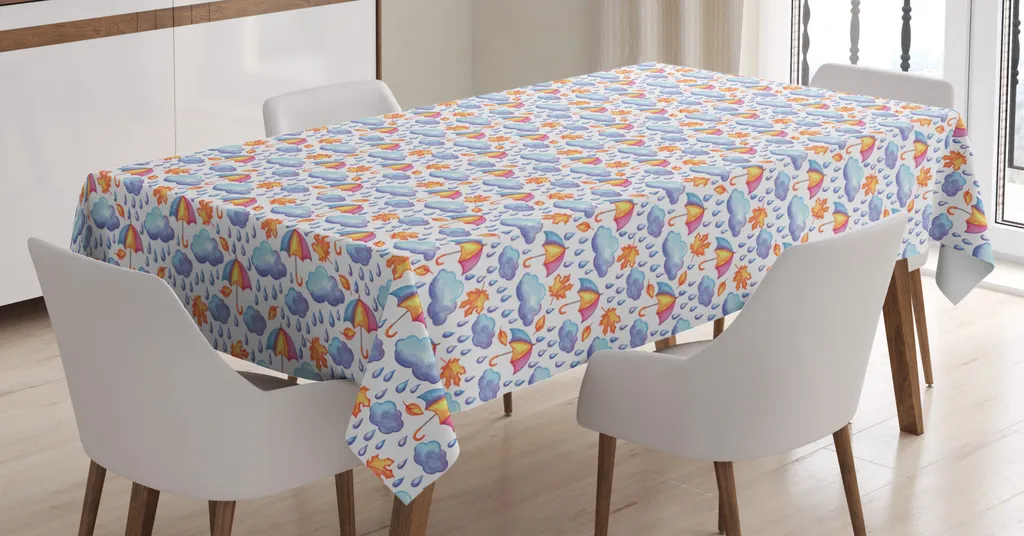Tovaglia ABAKUHAUS 140x240 Autunnale Impermeabile Azzurro e Rosa