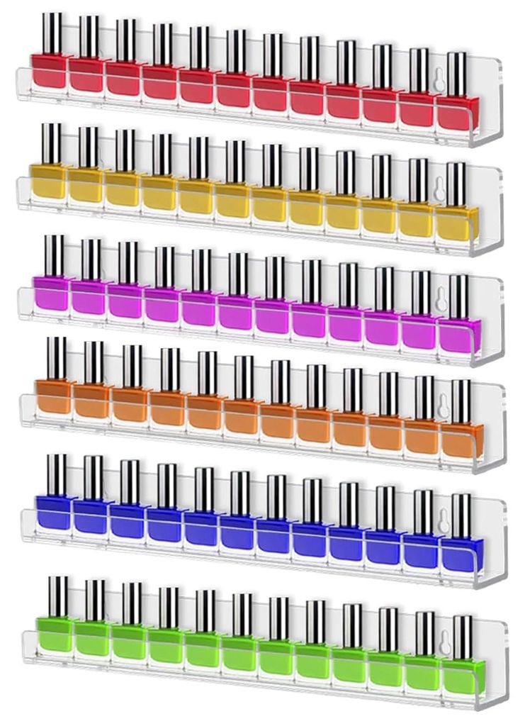 6-teiliges, wandmontiertes Nagellackregal, transparente Acryl-Aufbewahrung für Nagellack, Acryl-Wandorganizer, Wandregal für 90 Flaschen, ätheri...