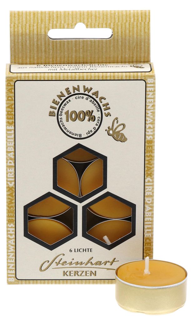 100% Bienenwachs Teelichte in Aluhülle 6er-Pack Produktbild 