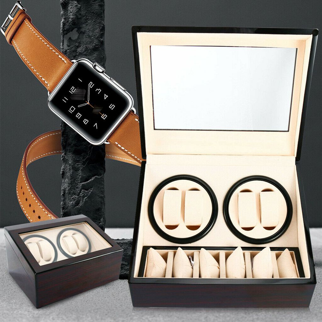 Uhrenbeweger Uhrenbox 4+0 Uhren Watchwinder Automatisch Uhrendreher Kasten Holz 
