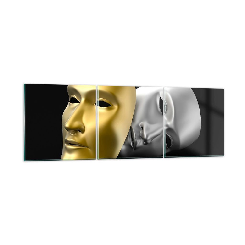 Bilder auf glas - Maske Theater Bühne Schauspieler - 120x40cm - Glasbilder - Wandbilder - Kunstdruck - zum Aufhängen bereit - Wanddekoration aus ...