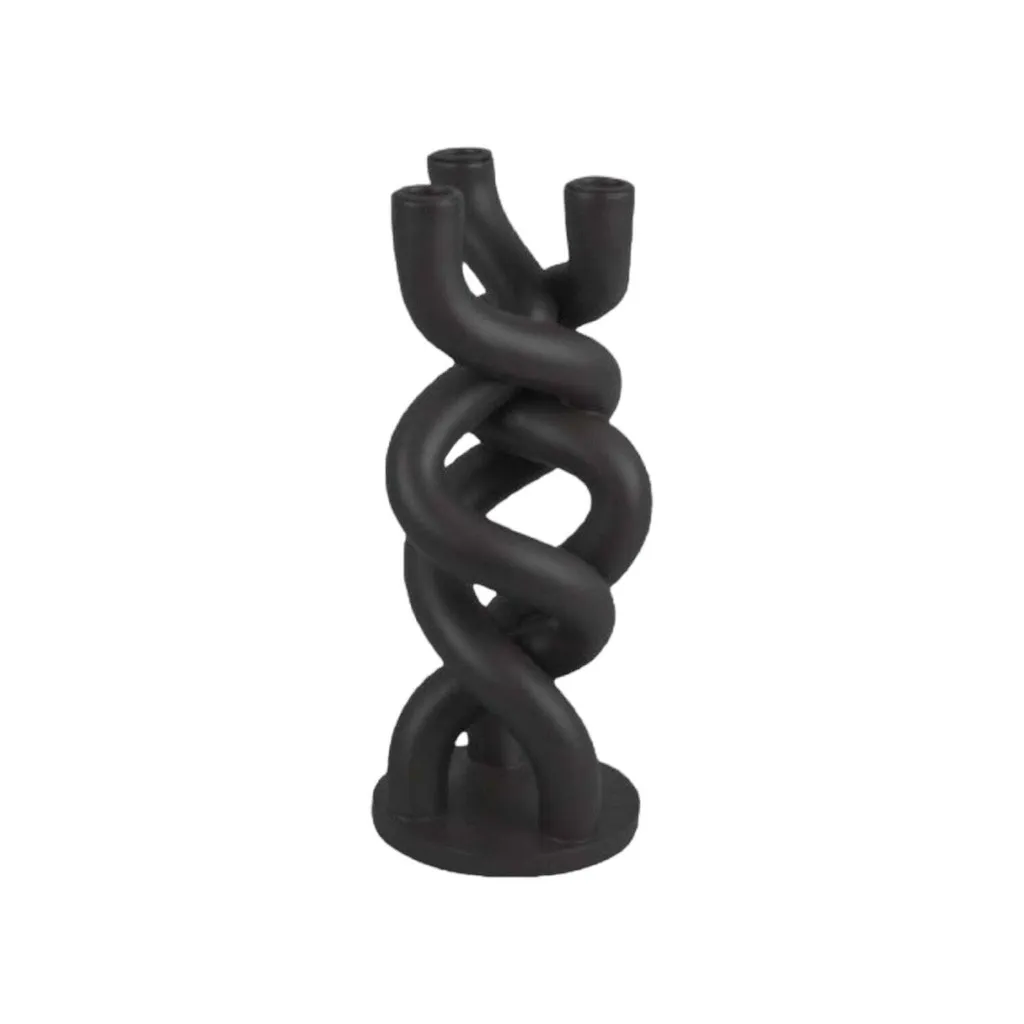 Chandelier moderne 3 branches TWISTED noir mat pour table de salle