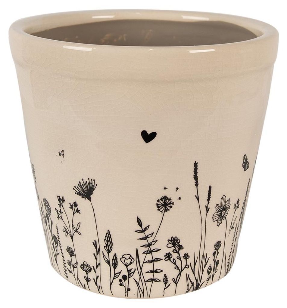 Clayre & Eef bloempot, diameter 21 cm, hoogte 20 cm, beige Productafbeelding 