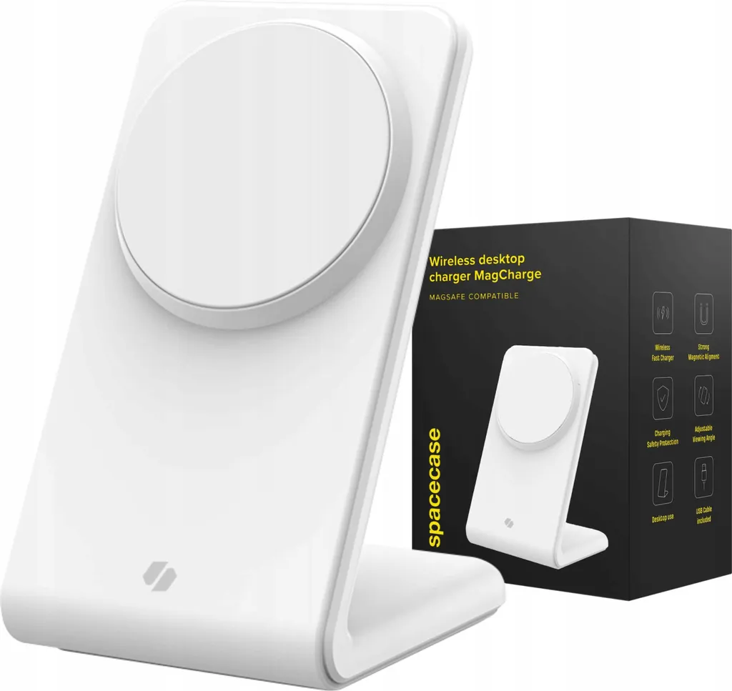 Caricatore induttivo senza fili per Magsafe SPACECASE Caricatore senza fili MagCharge WM2W Bianco