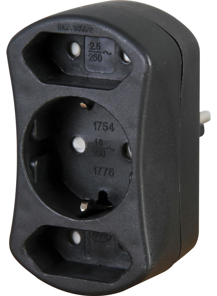 Kopp 177605002, Priamy, Priamy, 250 V, 16 A, Čierna, Obrázok produktu 