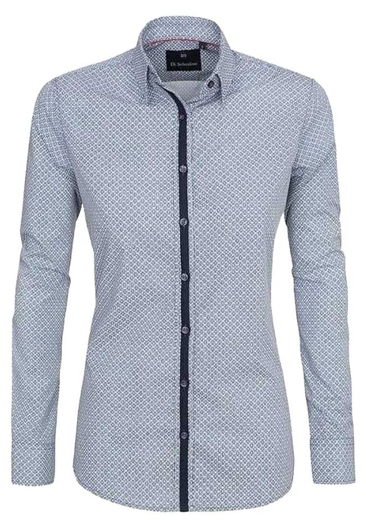 Di Selentino - "Russia" Hemd für Damen, Schmal NA680 (XXL) (Marine/Weiß)