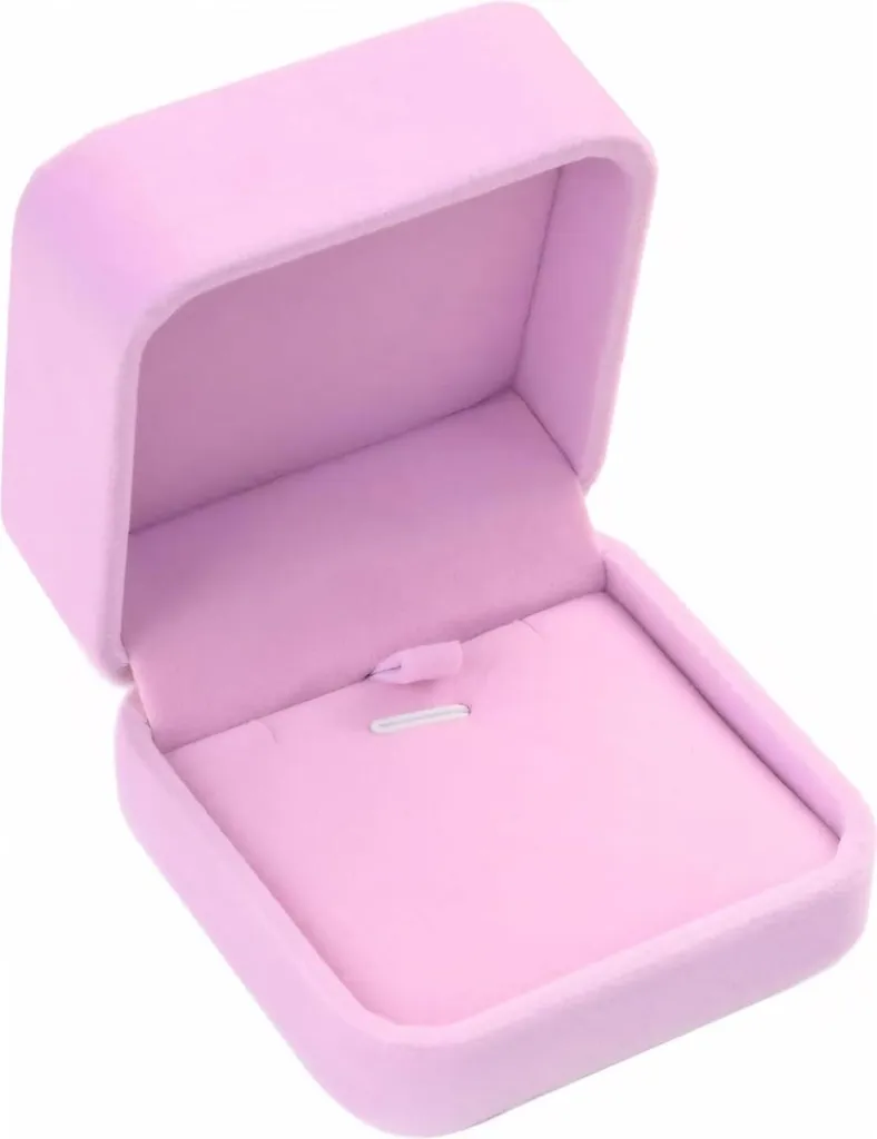 Boîte à Bijoux Carrée Velours Doux Rose : Protection Maximale pour Colliers