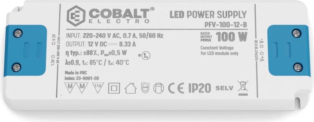PFV Konstantspannungs-LED-Netzteil 100W, 12V | IP20 Schutzart | Kompakt, Effizient & Sicher, Trafo für LED-Beleuchtung