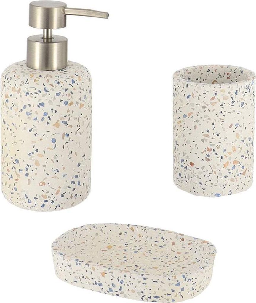 Set becher spender und seifenschale zement - terrazzo - Produktbild 