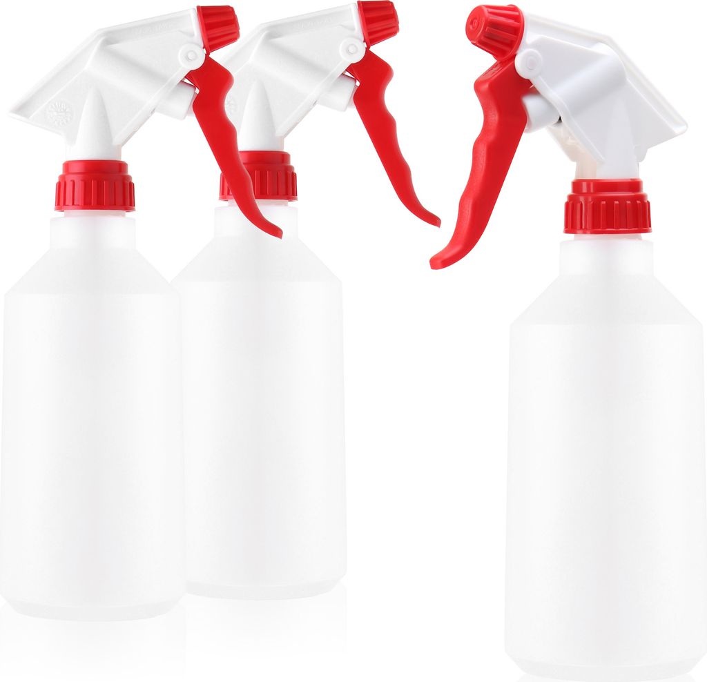 com-four 3x Sprühflasche - Wasser-Pumpsprüher mit 28/400 Gewinde für Haushalt, Garten, Werkstatt, Auto - Zerstäuberflasche mit verstellbarer ...