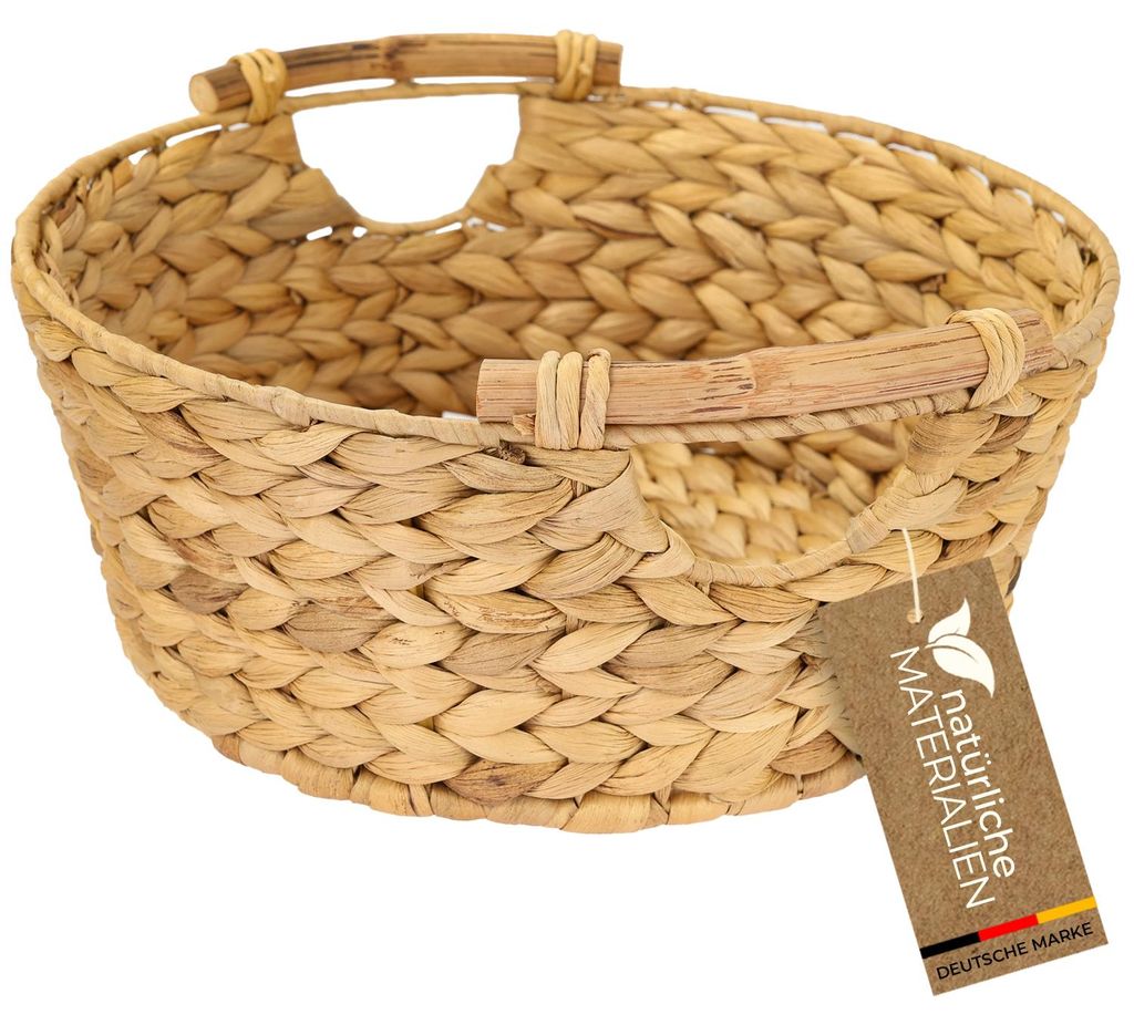 Aufbewahrungskorb rund, Korb mit Griff aus Wasserhyazinthe Produktbild 