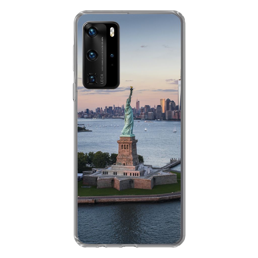 MuchoWow Handyhülle Schutzhülle Hülle für Huawei P40 Pro New York - Freiheitsstatue - Skyline Silikon Softcase Handy Hülle - Schutz