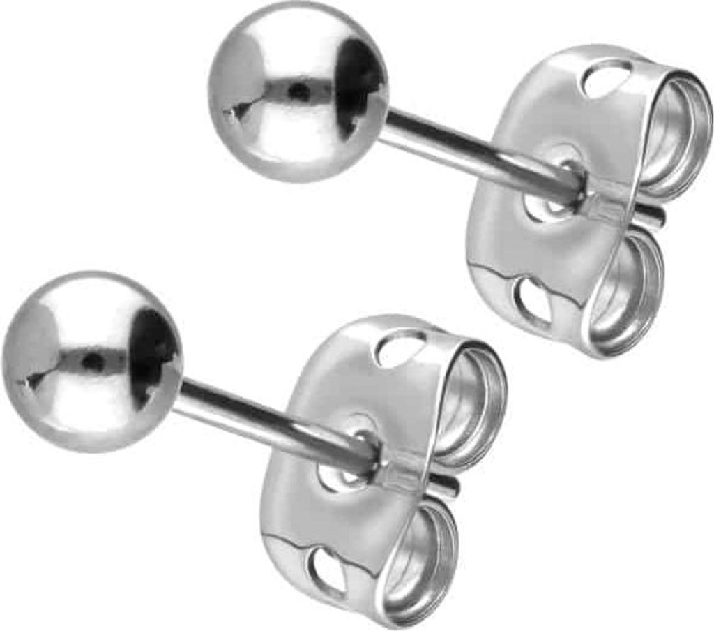 Titan Ohrstecker KUGEL Silber Kugelgröße: 3mm