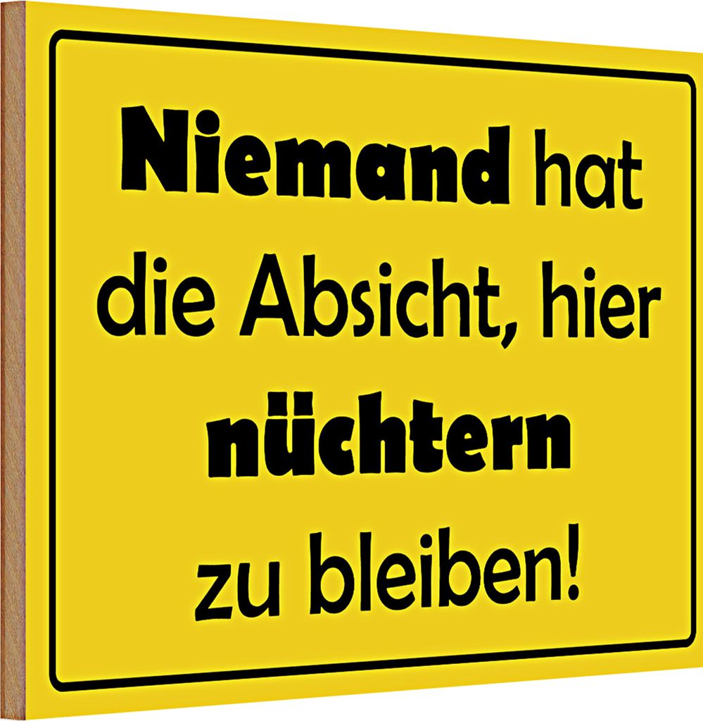Holzschild Spruch 30x20cm Keine Absicht nüchtern zu bleiben