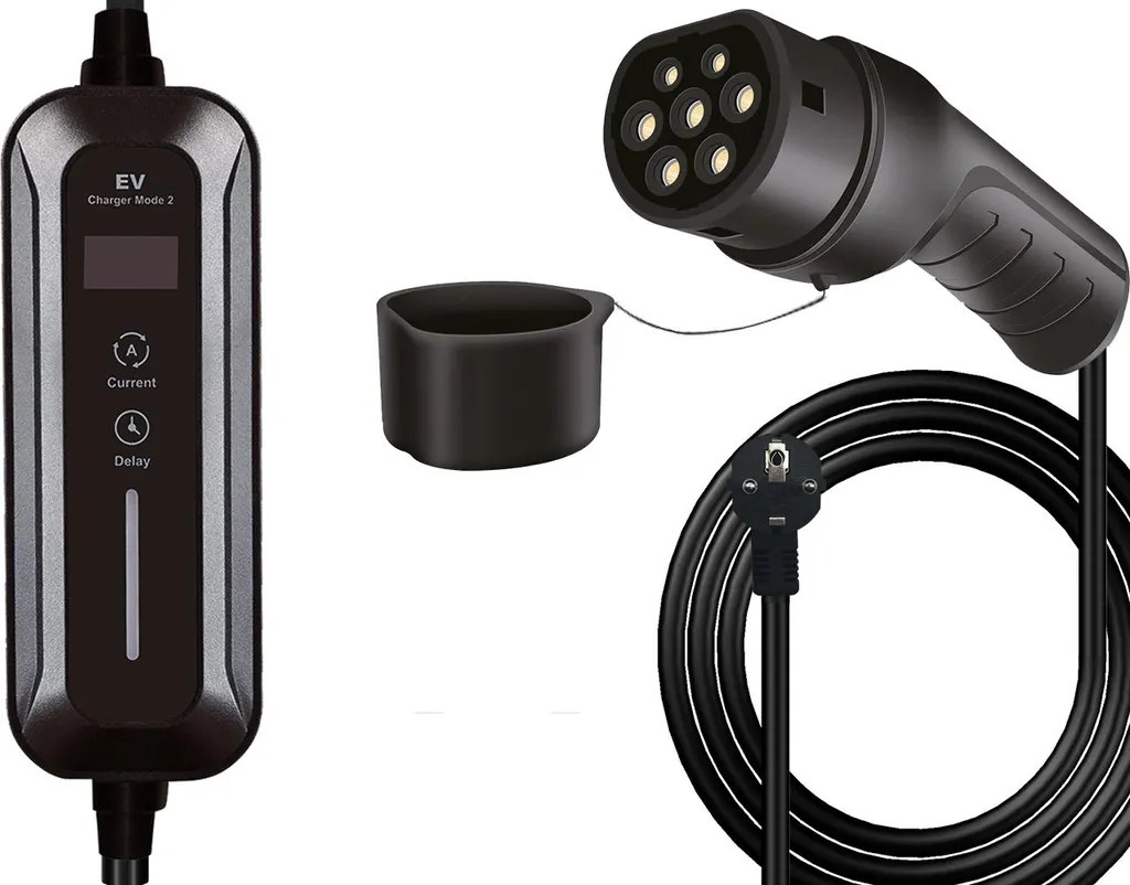 Helos 357730 Câble de recharge Type 2 vers Schuko 5m noir pour VE
