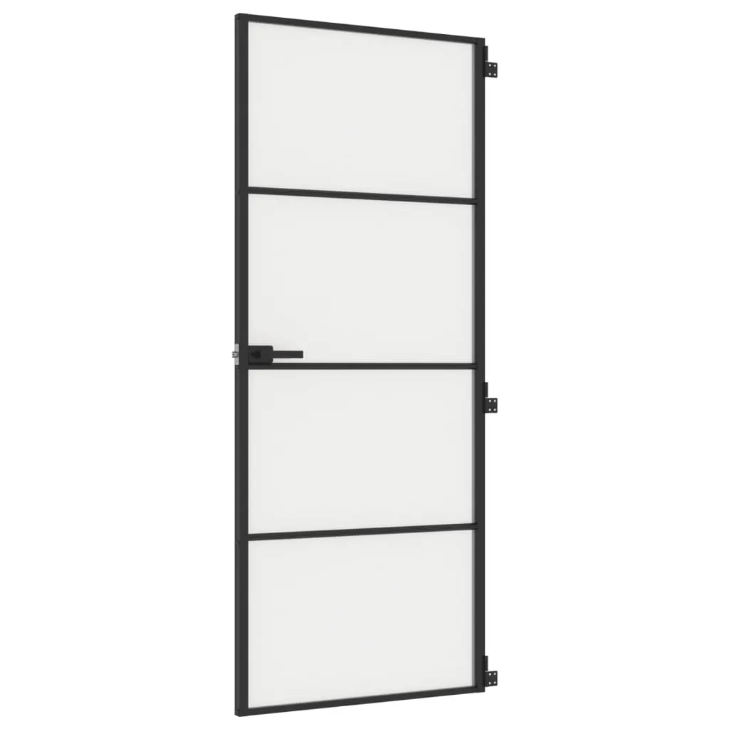 vidaXL Porte intérieure noire 83x201,5 cm en verre trempé et aluminium