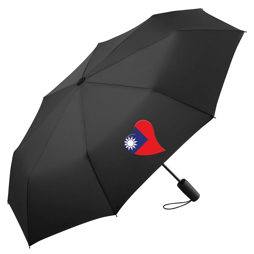 Huuraa Regenschirm Taiwan Flagge Herz 98cm Schwarz Sturmfest Taschenschirm Geschenkidee