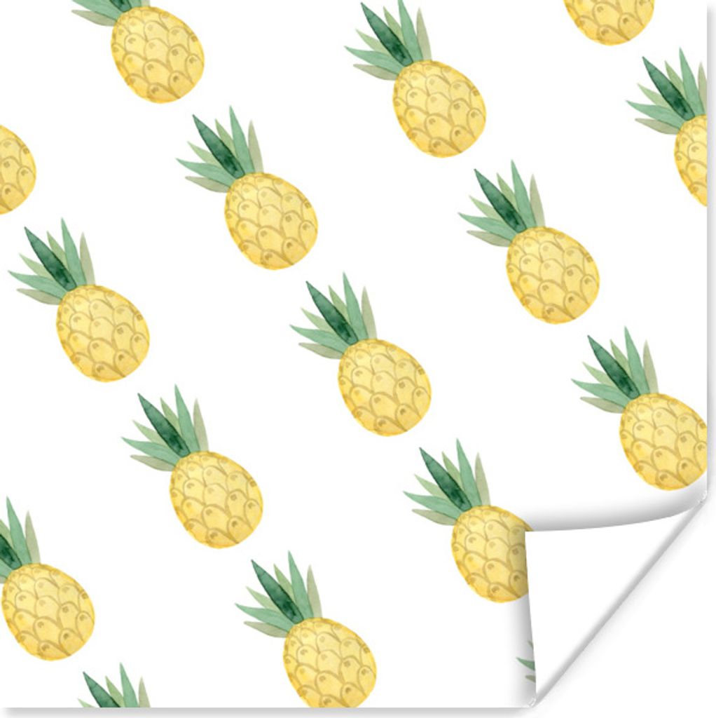 MuchoWow Poster Ananas - Obst - Schablonen 75x75 cm - Wand Dekoration