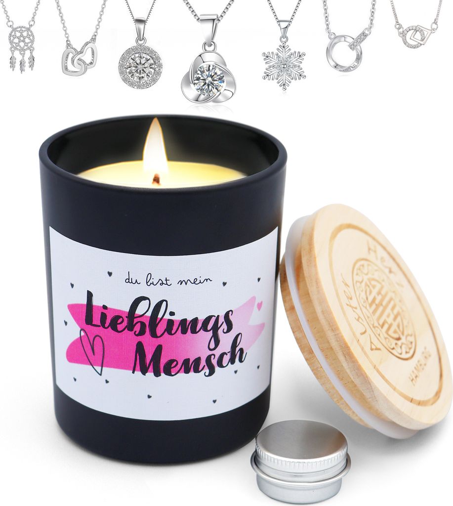 Duftkerze mit Schmuck Geschenk – vegane Sojawachs Kerze für Produktbild 