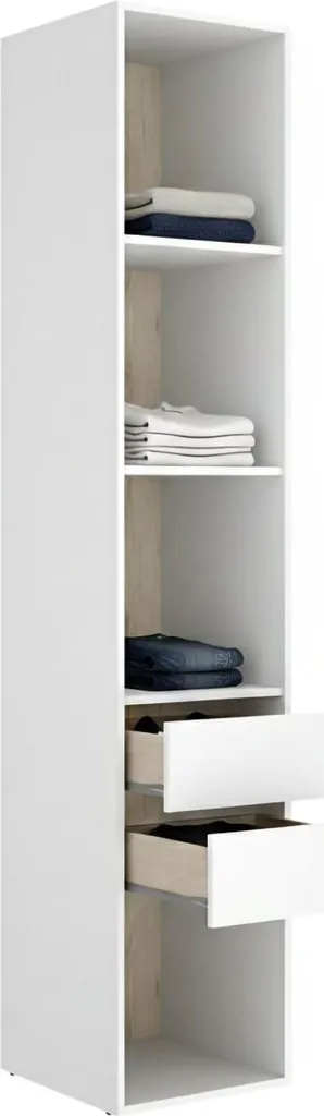 Armoire Claymont Blanc 45x205h cm - Grande Colonne de Rangement Style