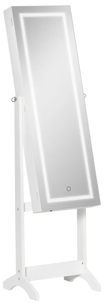 Rangement bijoux avec miroir LED pour chambre dressing design blanc