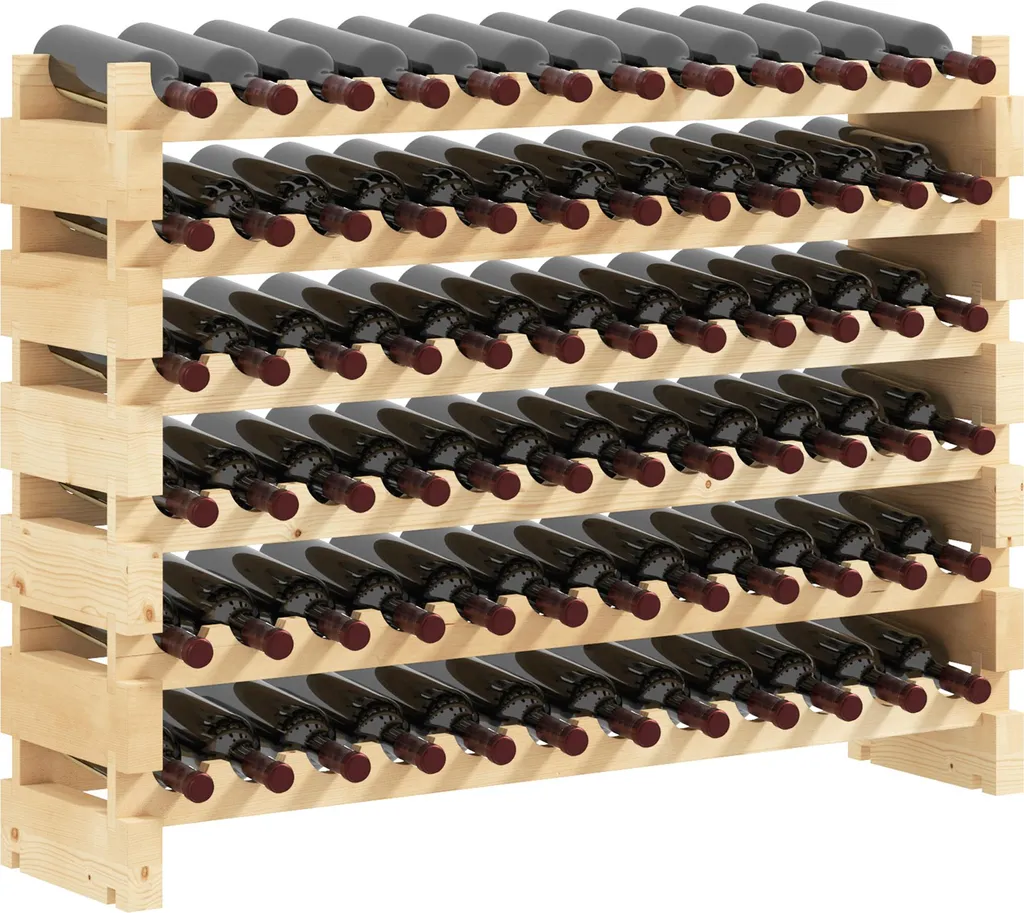 HOMCOM Étagère à bouteilles en pin massif pour 72 bouteilles de vin