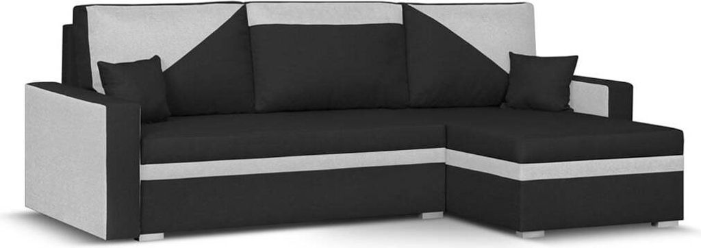 ASTO1 Ecksofa mit Schlaffunktion - Schwarz/Silber