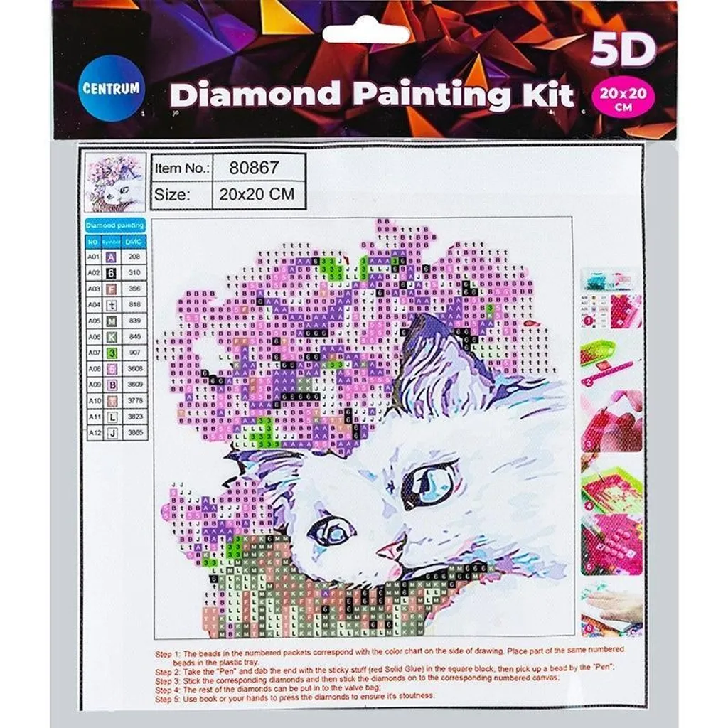 Kit Diamond Painting 5D Gatti e Fiori 20x20cm - Arteterapia 80867