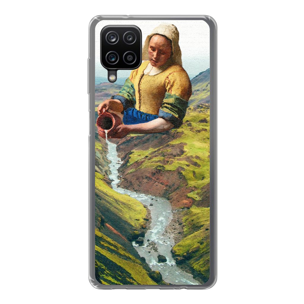MuchoWow Handyhülle Schutzhülle Hülle für Samsung Galaxy A12 Milchmädchen - Natur - Vermeer Silikon Softcase Handy Hülle - Bild