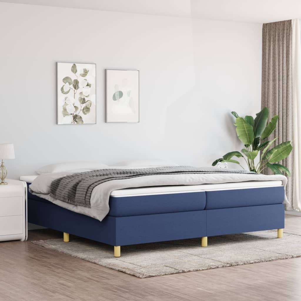 The Living Store Boxspringbett mit Matratze Blau 200x200 cm Stoff