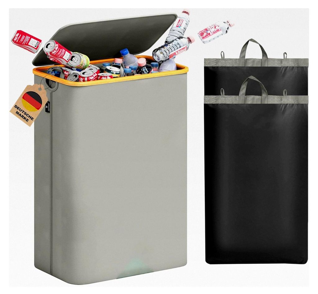 160L Pfandflaschen-Sammelbehälter mit 2 Fächern für die Aufbewahrung von Leergut und Altglas in Dunkelgrau