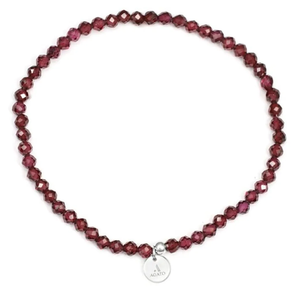 Bracelet perles grenat véritable poli POL-B11/17G - Éclat rouge intense