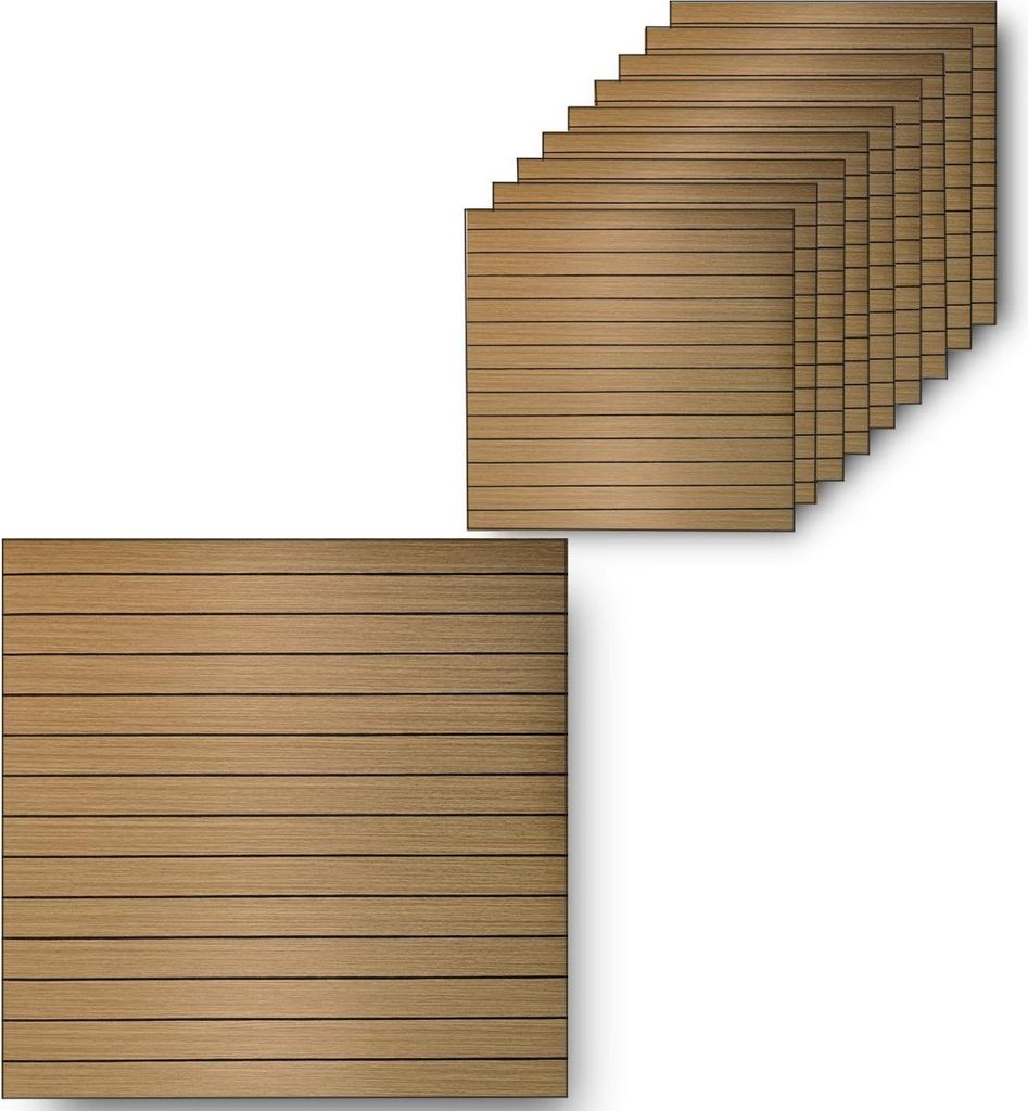 Selbstklebende Wandpaneele 3D Holzoptik – Fliesenaufkleber PVC – Wandverkleidung ohne Bohren – zuschneidbar – Hellbraun 60 x 60 cm – für...