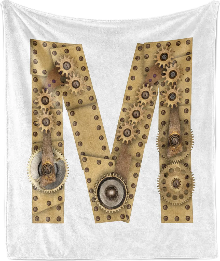 Coperta Steampunk ABAKUHAUS Lettera M | Flanella Morbida 175x230 cm - 1