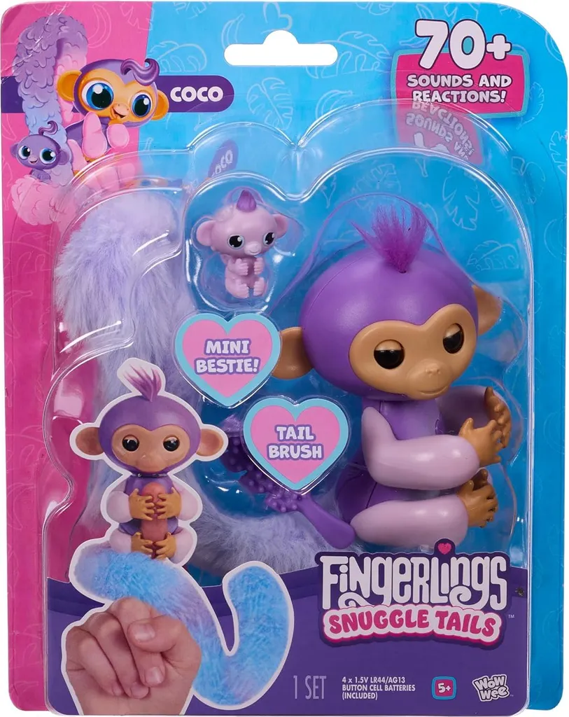 Singe Interactif Coco Fingerlings Violet : Compagnon Contre l'Ennui