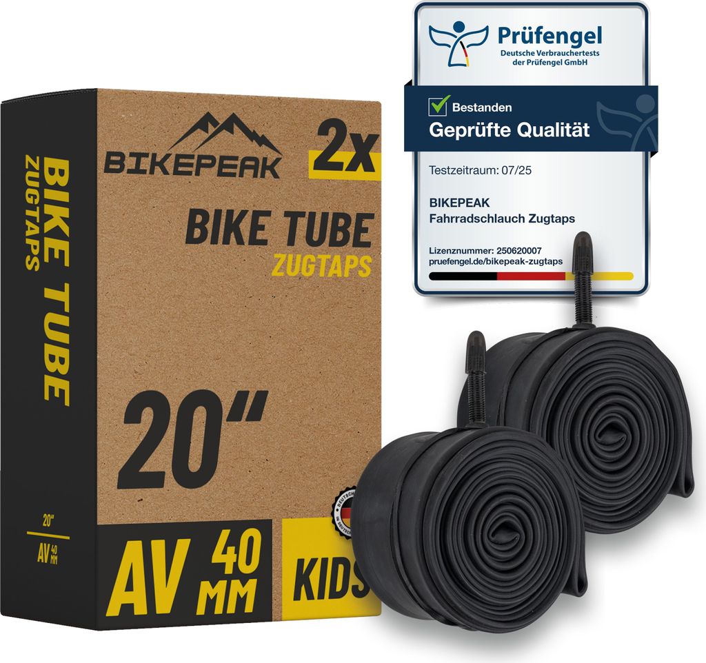 BikePeak 2x Fahrradschlauch Zugtaps Kids 20 Zoll AV-40mm Produktbild 