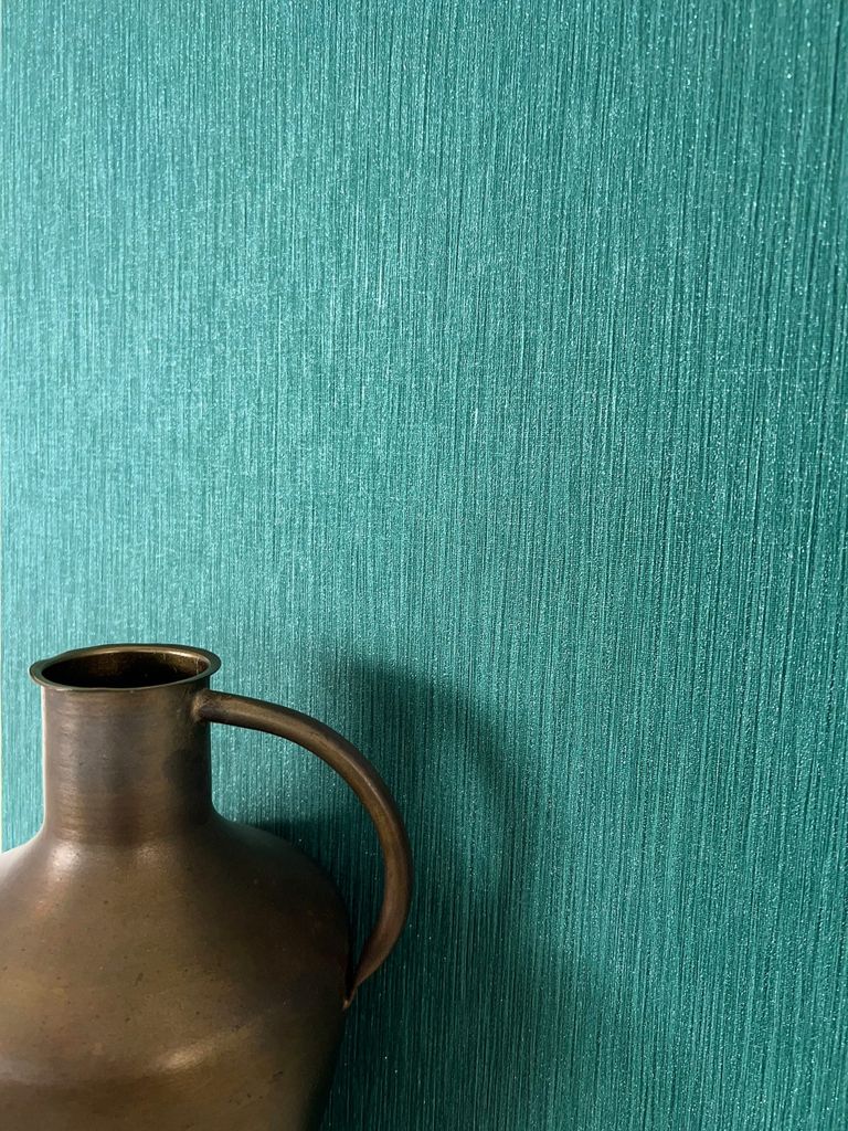 NEWROOM Tapete Grün Vliestapete Unifarbe - Universal Modern Petrol Glitzer Struktur Monochrom Einfarbig Uni Linien