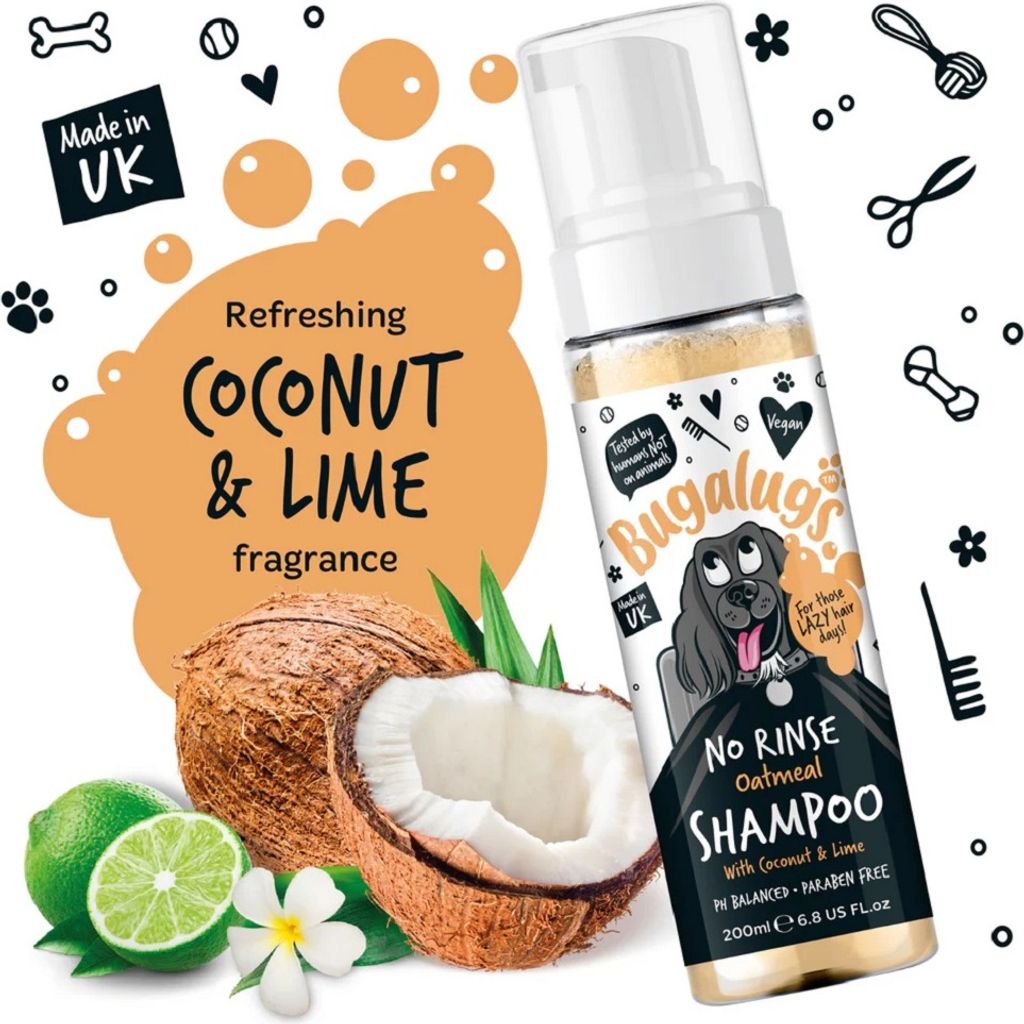 Bugalugs Trockenshampoo Hundeshampoo ohne Wasser 200ml Oatmeal
