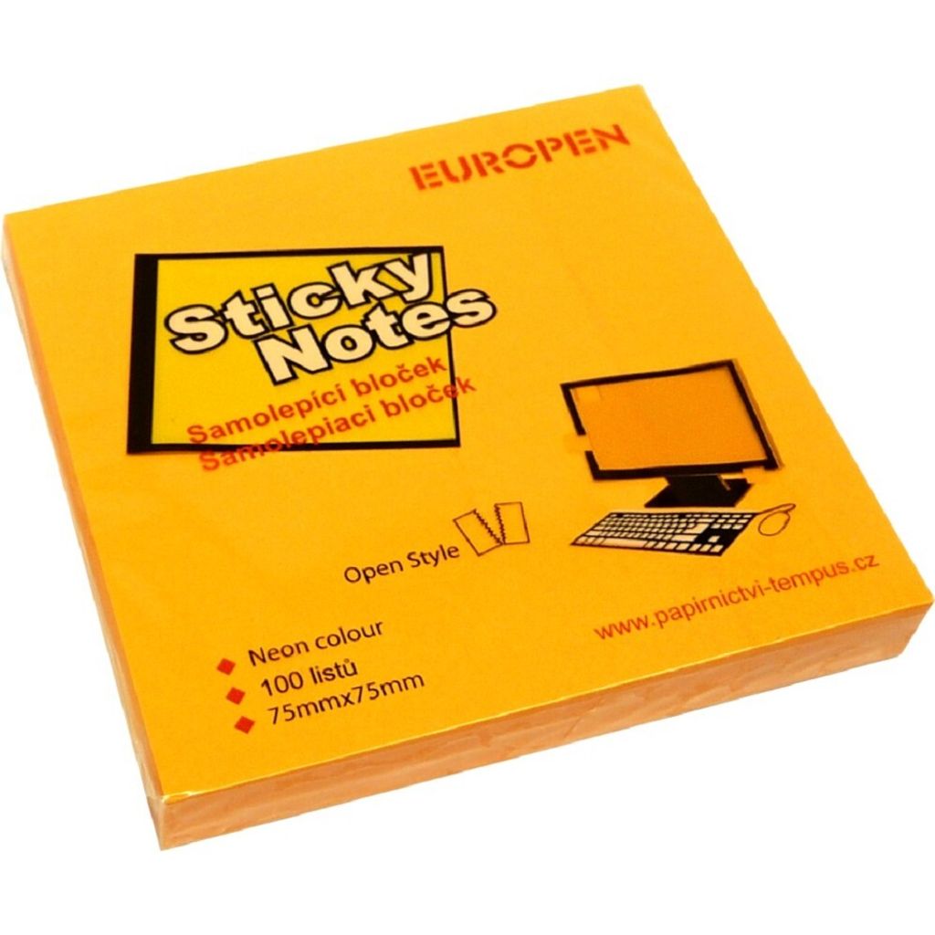 Selbstklebepad 76x76/100l. Yneon orange