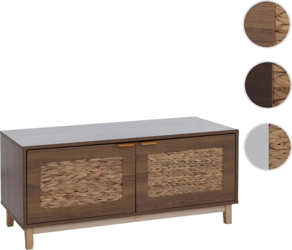 Banc étagère à chaussures marron avec façade en jacinthe d'eau - 7