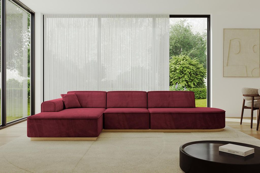 ALTDECOR Ecksofa in L-Form IREA-L2-v2 327x165x80 cm Bordeauxrot Corner Sofa Eckcouch Couch Wohnlandschaft Cauchsofa