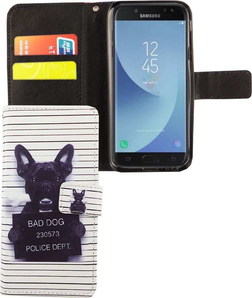 Handyhülle Tasche für Handy Samsung Galaxy J3 2017 Böser Hund Weiß