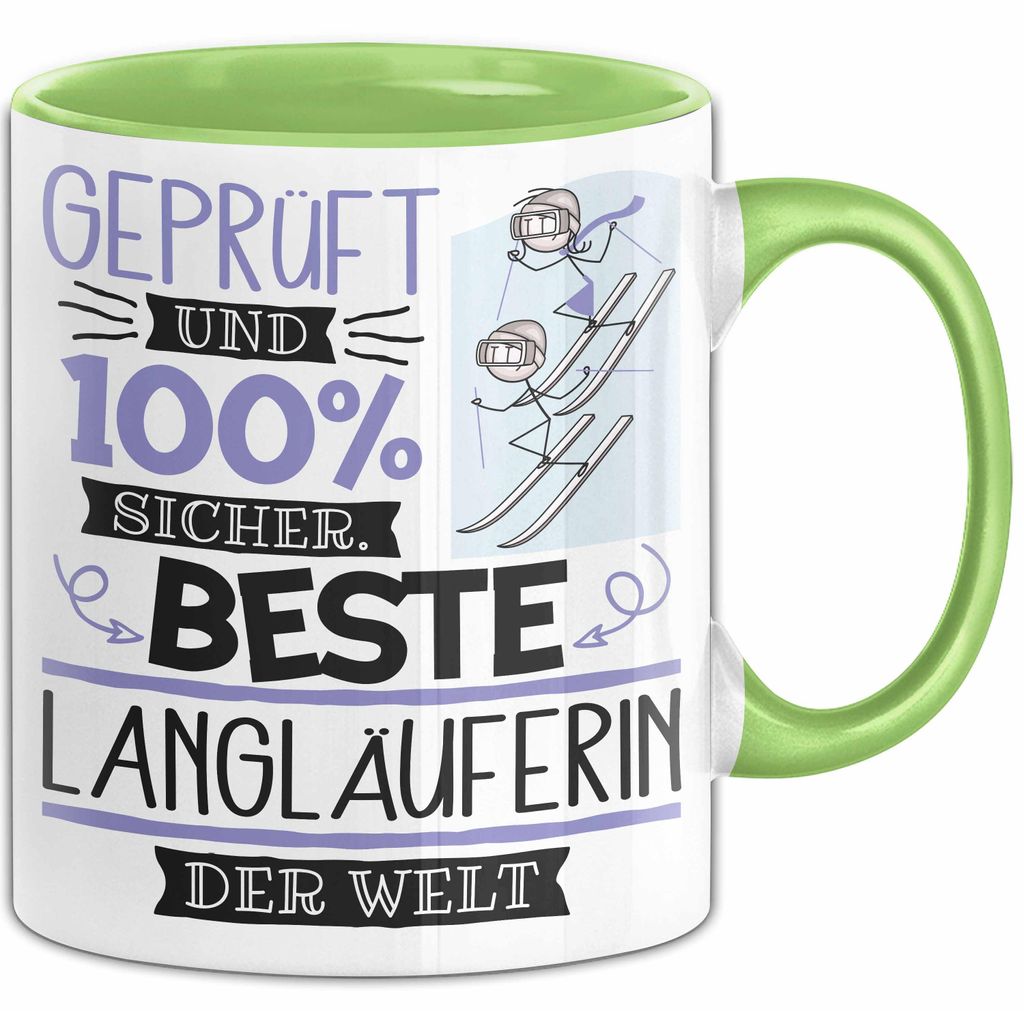 Beste Langläuferin Der Welt Tasse Geschenk für Eine Langläuferin Und Sicher Geschenkidee Geburtstag Weihnachten (Grün)