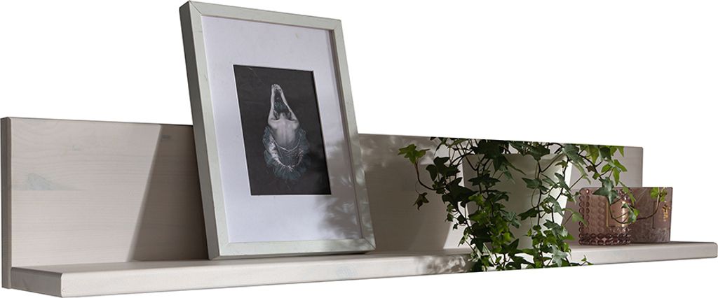 Massivholz Wandboard 110,5 cm WILSON-69 in Kiefer massiv weiß, B/H/T: ca. 110,5/19/17 cm