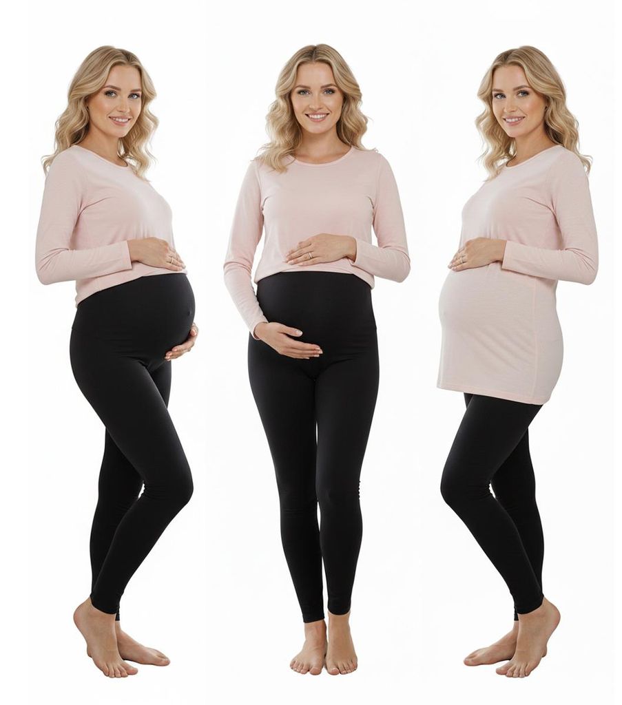 DOLCE SONNO Damen Umstands-Leggings mit breitem Bund – Bequeme & Blickdichte Schwangerschafts-Leggin