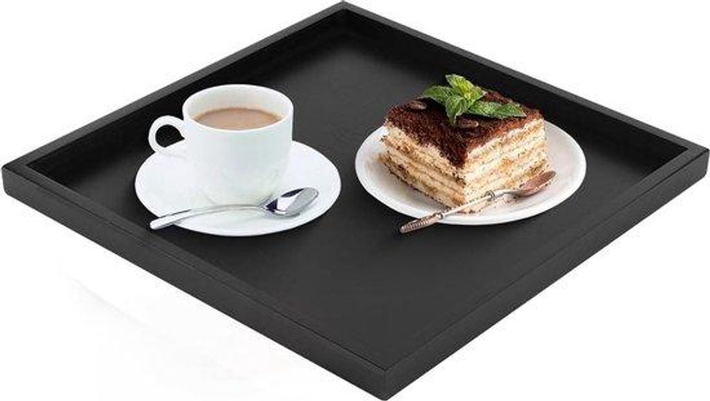 Handgefertigtes schwarzes Holzdiplomat, vierkant, rechteckig - Dekoratives Diplomat für Haushalt und Restaurant - 30x30x2cm Holzdiplomat, schwarz,...