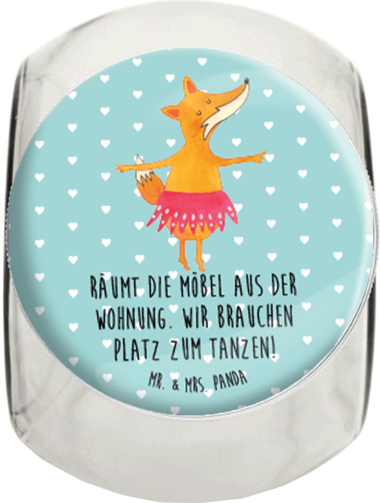 Mr. & Mrs. Panda Bonboniere Fuchs Ballerina XL 2000ml - Türkis Pastell - Geschenk, Ballett, Teedose, Aufbewahrungsdose, Kaffeedose, Frischhaltedos...